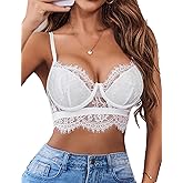 Avidlove Lace Bralettes for Women Y2k Strap Bustier Cami Top V Neck Camisole Lingerie