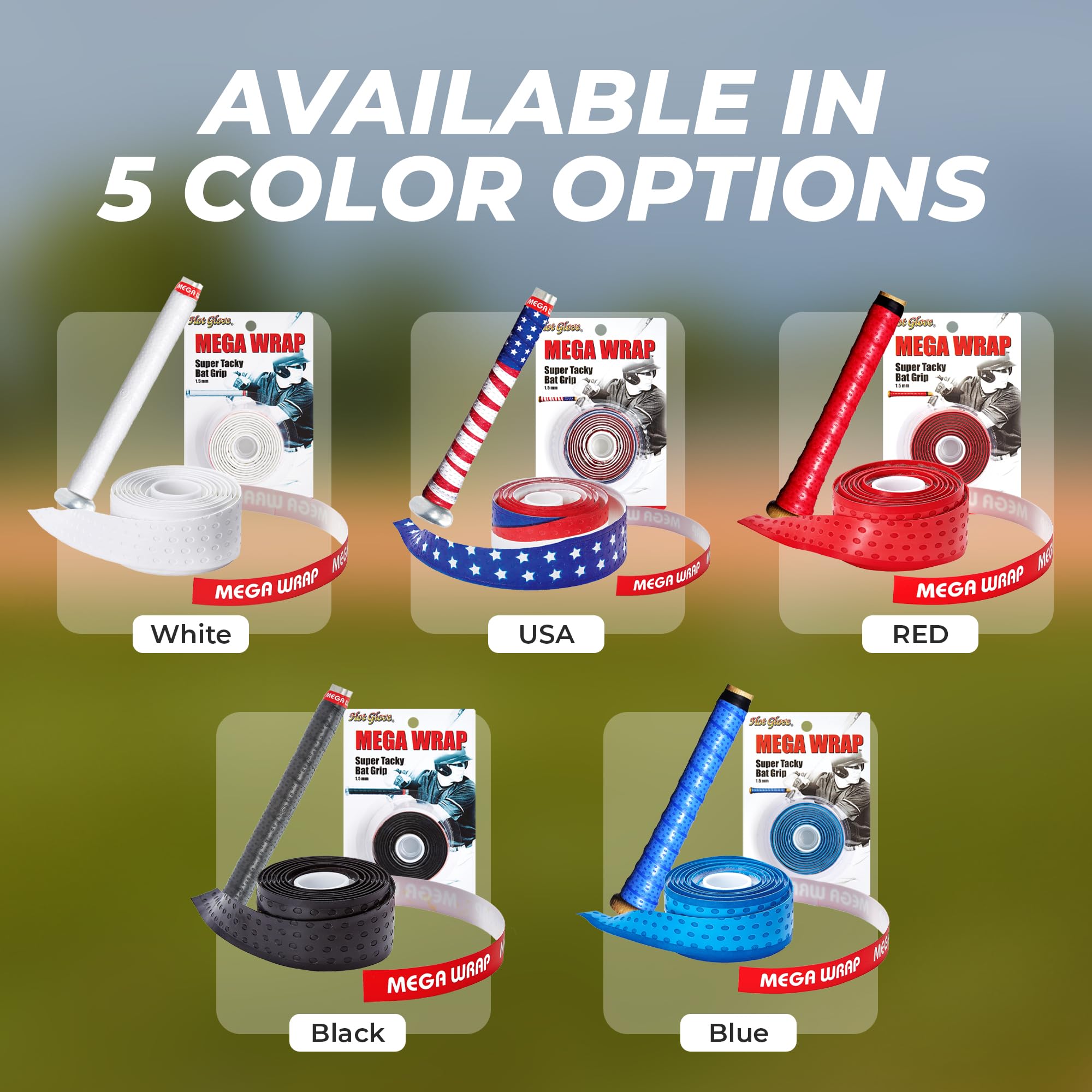 Hot Glove Mega Wrap Black Mega Wrap 1.5mm Tacky Bat Grip