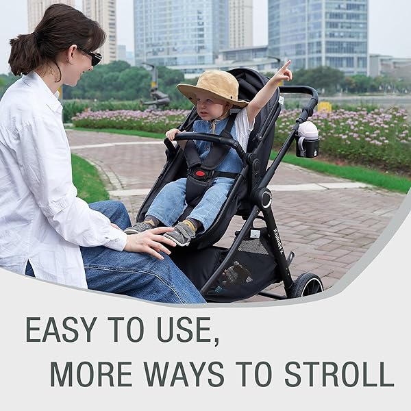 ACCOMBE BABY STROLLER, 2 IN 1 NEWBORN STROLLER CONVERTIBLE BASSINET FOR INFANT TODDLER PRAM WITH FOOTMUFF (BLACK)