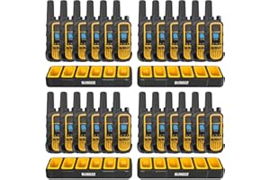 DEWALT Heavy Duty Walkie Talkies x24 - Long Range 2 Way Radio, 2 Watt DXFRS800, Waterproof & Rechargeable, 24 Pack with 4X Ga