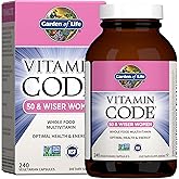 Garden of Life Vitamin Code Multivitamin for Women 50 & Over, B Vitamins, A, C, D3, E & K, CoQ10, Probiotics & Enzymes, for Women 50 Plus, 240 Capsules