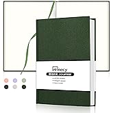 Annecy Blank Journal Notebook, Medium 5.5x 8.25, 160 Pages 100GSM Writing Paper, A5 Deep Green Linen Cover