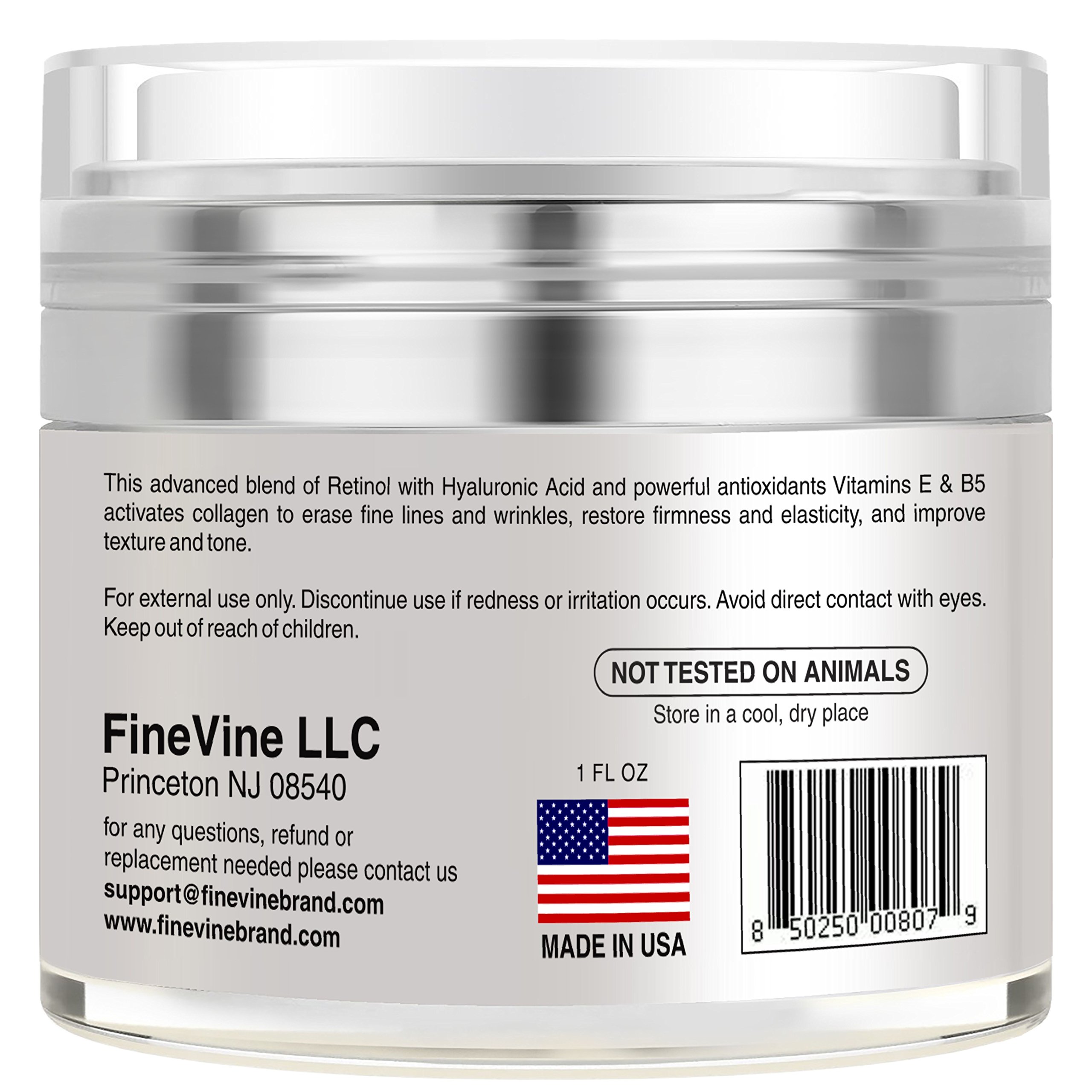 Retinol Moisturizer Cream for Face and Eye Area Made in USA with