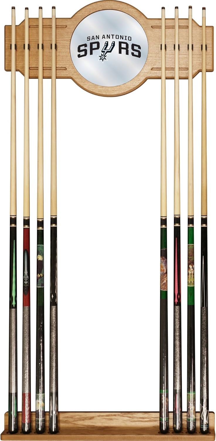 NBA San Antonio Spurs Billiard Cue Rack with Mirror Sports Fan Barstools Sports