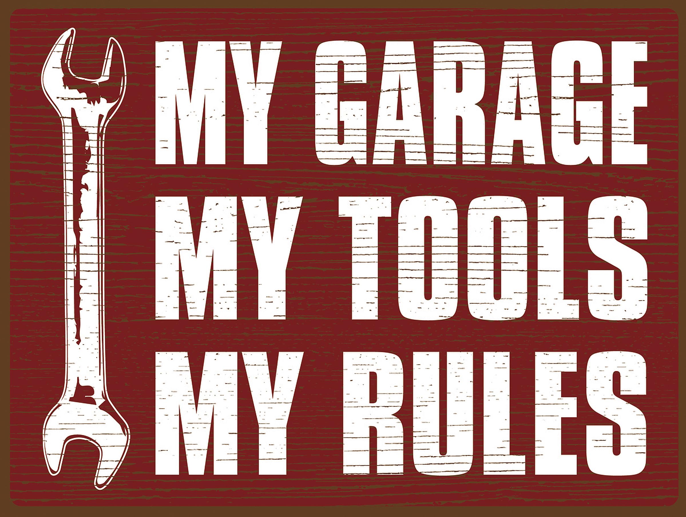 Shawprint My Garage My Tools My Rules RETRO METAL TIN WALL PLAQUE SIGN NOVELTY GIFT Home bar shed man cave(10" x 8")