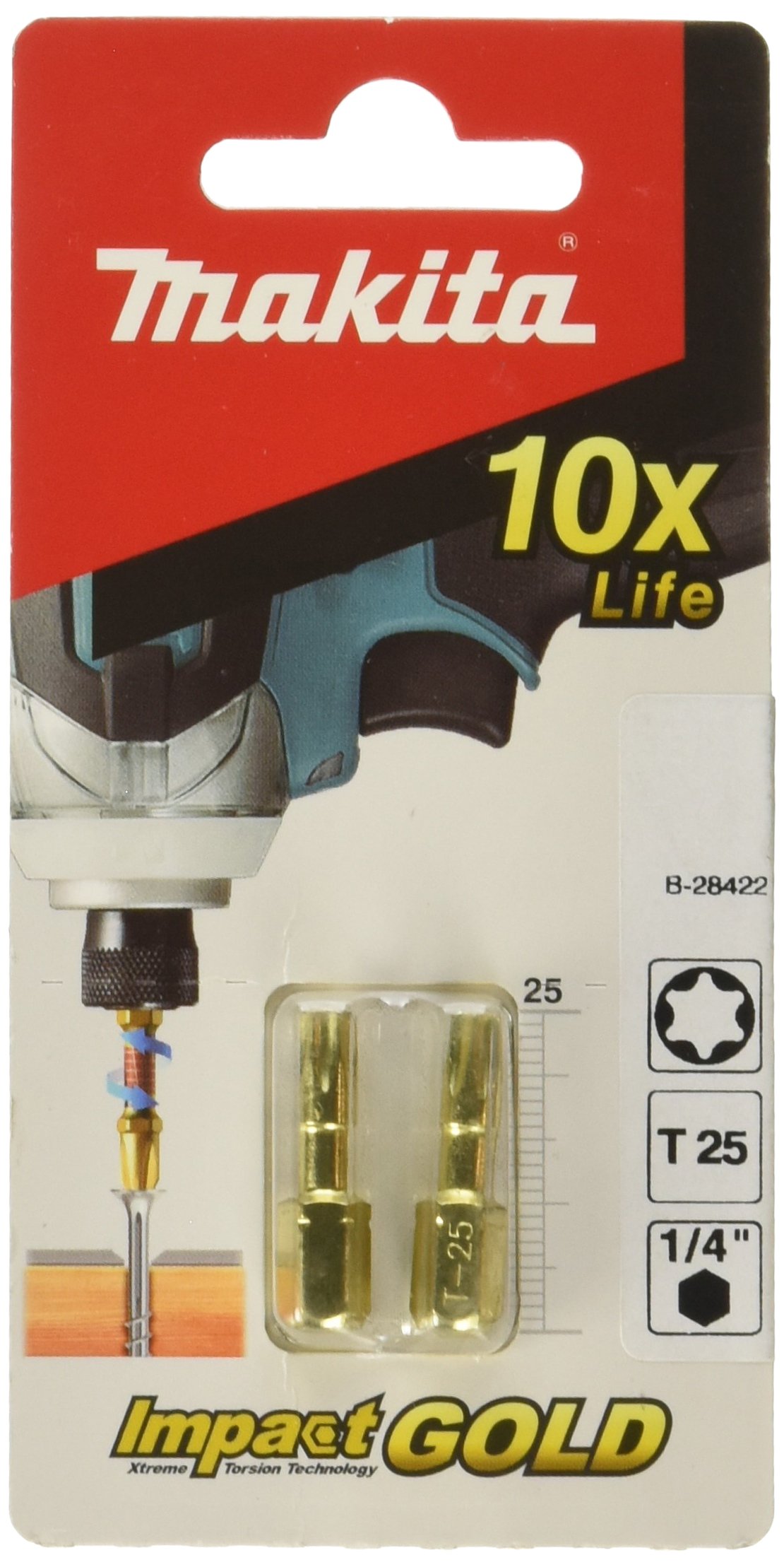 Makita B-28422 Impact Gold Torsion Bits, 25mm