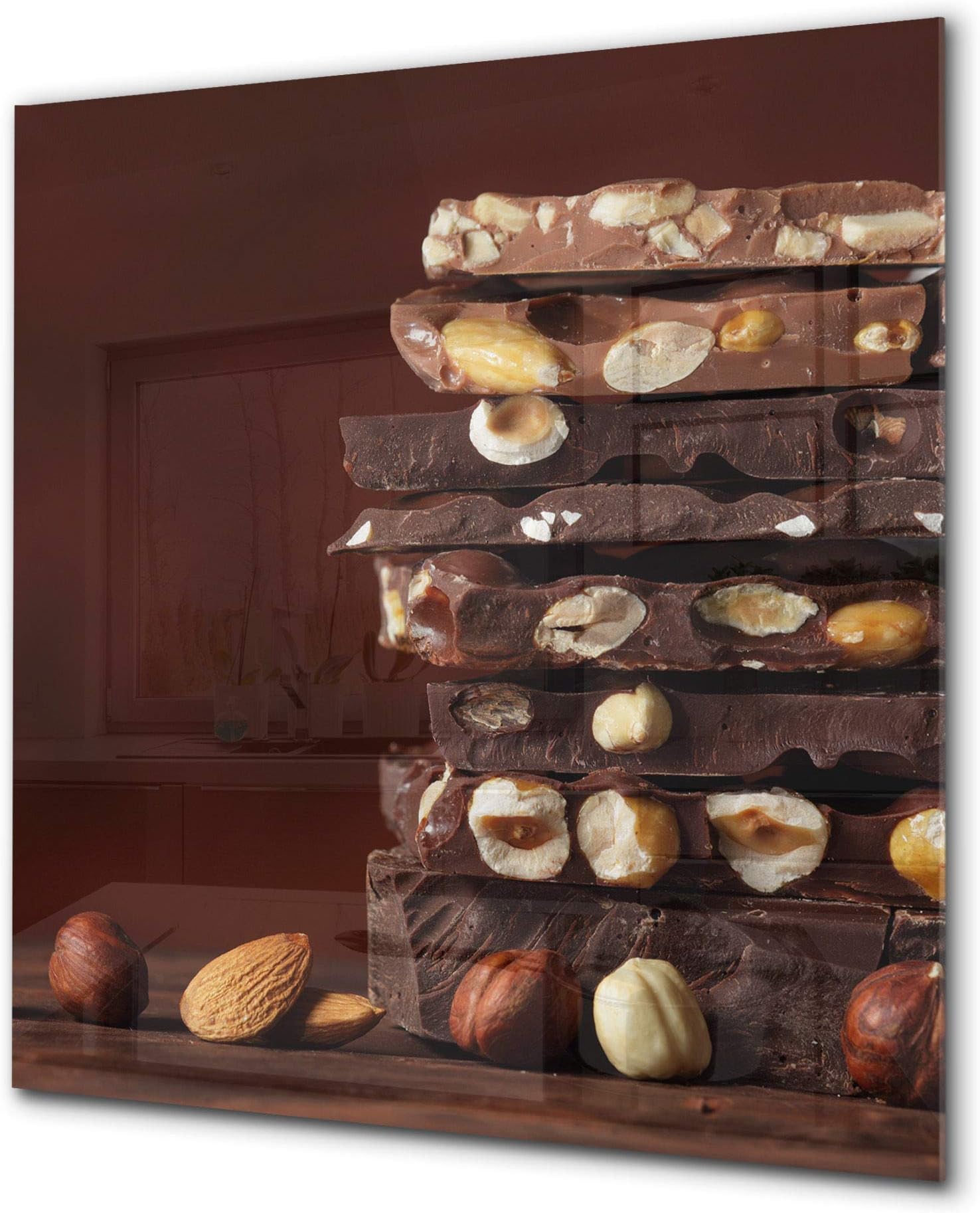 Tempered glass Cooker backsplash – Glass Upstand – Sink backsplash BS07 Desserts Series: Nut Chocolate