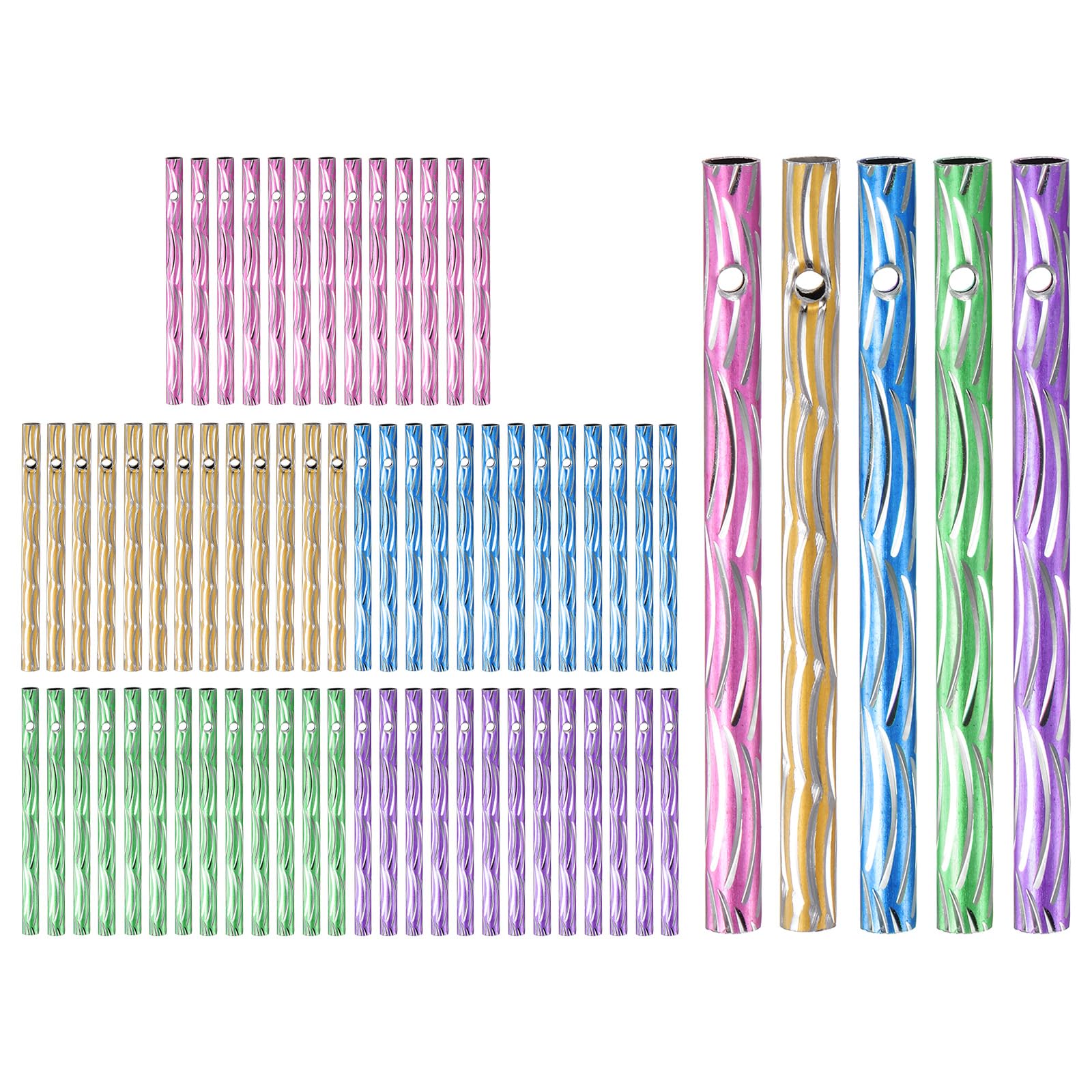 M METERXITY 100-Pack Wind Chime Tubes, 3 X 0.2 Inch Aluminum Metal Wind Bell Empty Tubes for Outside/Adults Arts and Crafts/DIY [5 Colors]