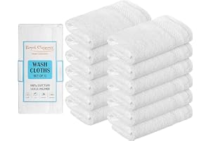 Elaine Karen White Wash Cloths for Your Face - 12 Pack Premium Cotton Washcloths - Hotel & Spa Bathroom Face Towels - 13x13 Face-Cloth