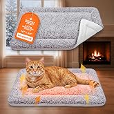 Self Warming Cat Bed, Reversible Self Heating Cat Pad, Gray, 18 x 24 Inches | Plush Fleece Warm Side, Cool-Touch Ice Silk Side, Heat-Reflective Foil for Indoor Cats, Kittens, Small Dogs and Crates
