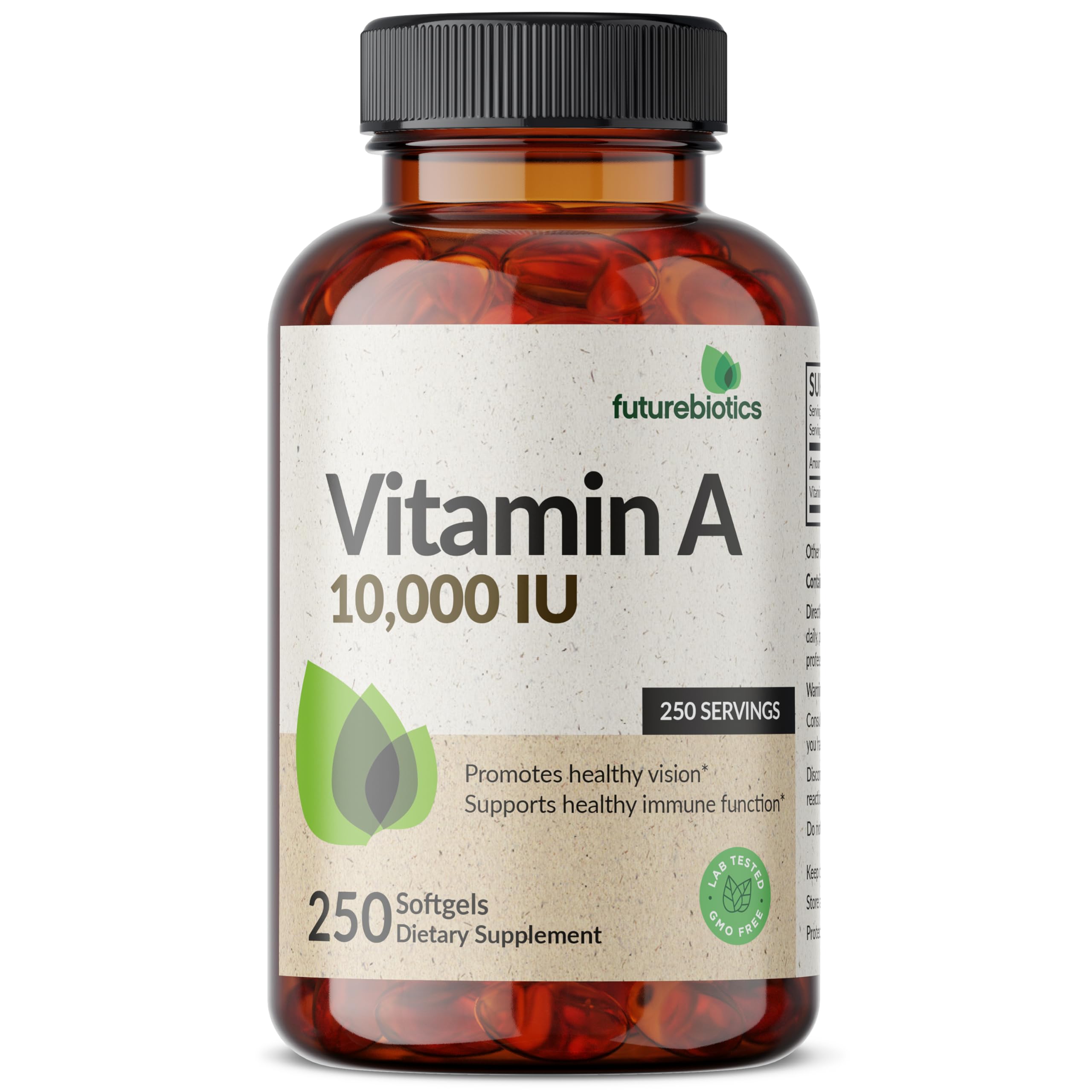 Futurebiotics Vitamin A 10,000 IU Premium Non-GMO Formula Supports Healthy Vision & Immune System and Healthy Growth & Reproduction, 250 Softgels
