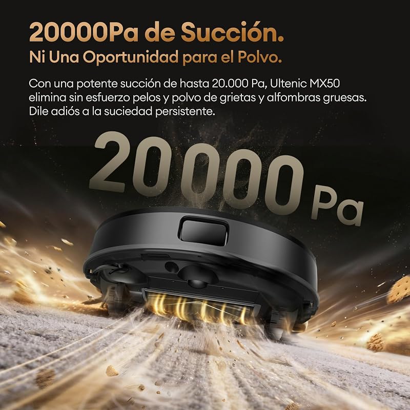 MX50 AI Robô Aspirador & Esfregão & Estação All-in-One | Autolimpeza com água quente 65°C & Secagem 45°C | Esfregão extensível & Elevação automática | 20000 Pa Auto-Esvaziante 90 Dias