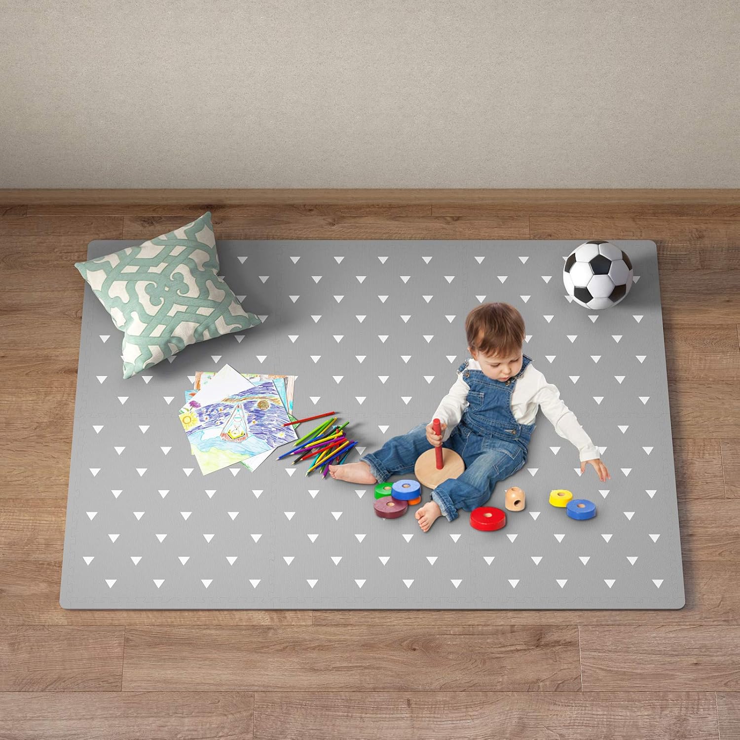 Baby Play Mat with Fence - Extra Large (4FT x 6FT), Non Toxic Foam Puzzle Floor Mat for Kids : Baby