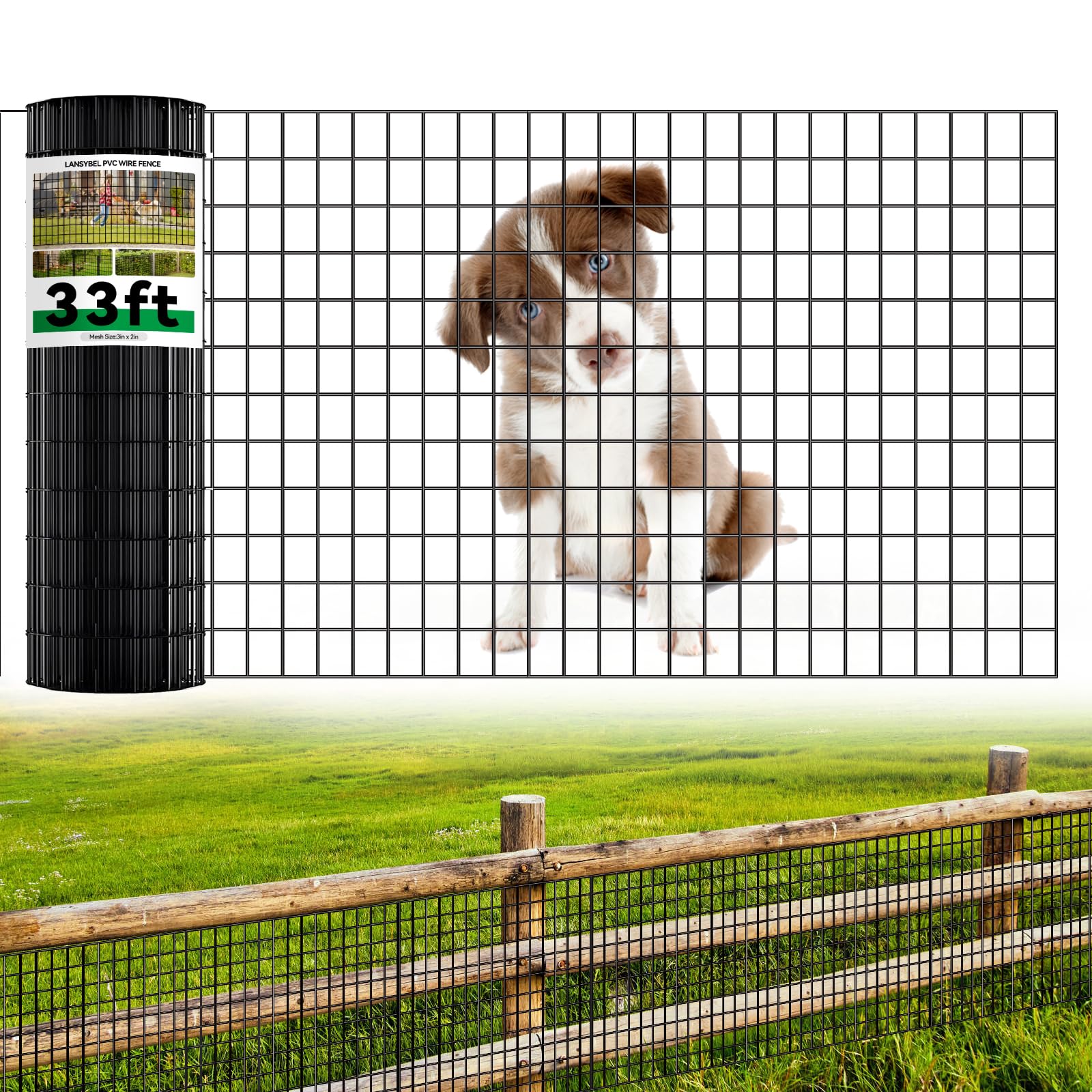 Photo 1 of *used*Welded Wire Fence, 33ft(L) x 15inch(H) PVC Anti-Rust Coated Wire Mesh, 2 Inch x 3 Inch 16GA Garden Edging Border, Roll Metal Animal Barrier for Yard Vegetable Plant Protection Poultry Netting