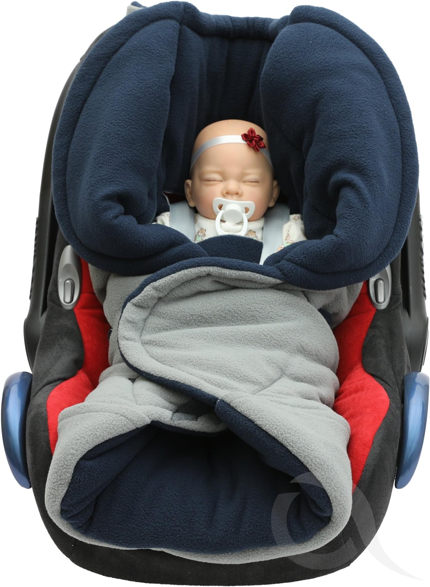 NEW SWADDLING SOFT POLAR FLEECE CAR SEAT SMART COCOON WRAP (navy)