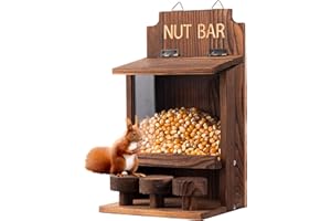UBTKEY Squirrel Feeders for Outside Funny, Carbonized Wooden Chipmunk Feeders for Outside Tree, Squirrels Peanut Feeder Feeding Station Squirrel House, Assembly Required, 10.8 x 6.1 x 5.3 inches