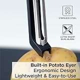 Deiss PRO Swivel Vegetable Peeler Stainless Steel Orange with Non-Slip Grip view 3