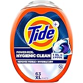 Tide Hygienic Clean Power PODS Laundry Detergent Pacs, Original Scent, 63 Count, Removes Visible and Invisible Dirt