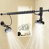 Dual Shower Head with Original Adjustable Slider, High Pressure Double Shower Head for Two People Rod, 2 Showerhead System for Couples, Renter-Friendly, SPA-Like, Gift for Women Men, Black