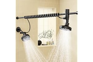 Dual Shower Head with Original Adjustable Slider, High Pressure Double Shower Head for Two People Rod, 2 Showerhead System fo