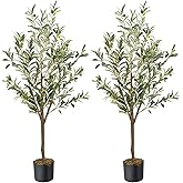 MCTYBB Artificial Fake Olive Tree 4FT Tall 2Pack Faux Silk Olive Tree for Home Living Room Office Decor Faux Artificial Plants Indoor Fake Potted Plants with Fruit & Free Moss