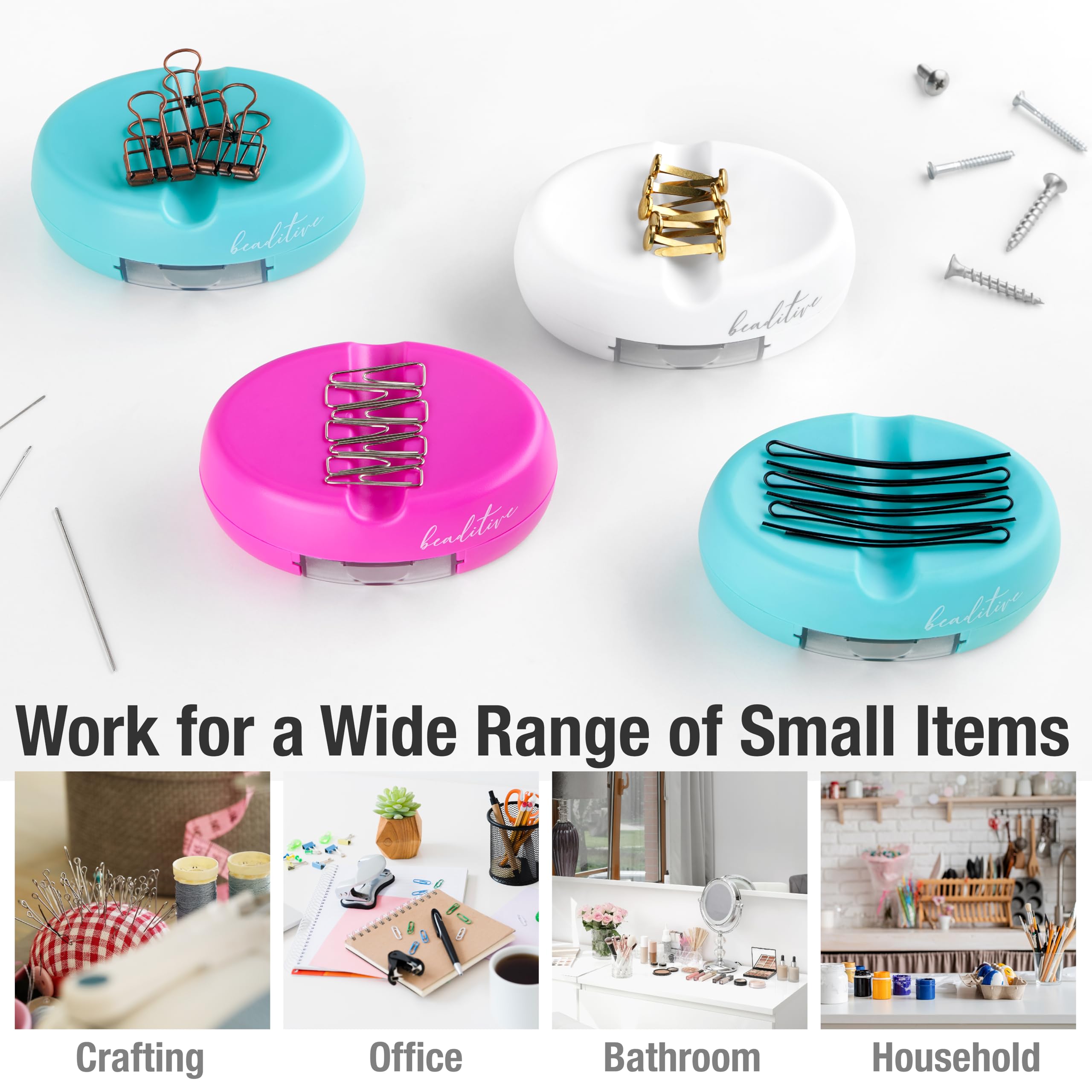 Beaditive Magnetic Pin Cushion with Drawer - Strong Magnet Pin Holder Cushion for Sewing - 50 Glass Head Quilting Pins Included - Chic Pincushion Caddy for Sewing Pins, Paper Clips, Screws – Turquoise