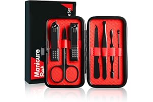 LHOCM Manicure Set Gift for Men, Stocking Stuffers for Husband Teen Boy, 7 in 1 Finger and Toe Nail Clippers Kit, Men Personal Care Tools Accessories Pedicure Kits with Travel Case Nail Grooming Kit