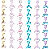 Framendino, 36 Pack Glitter Resin Mermaid Tail Charms Beads Cake Cupcake Toppers for DIY Crafts