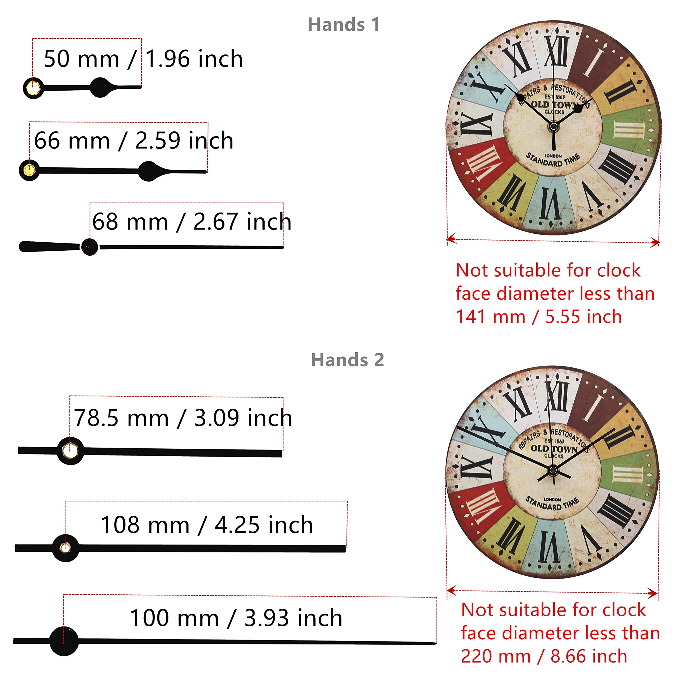 TIKROUND Youngtown 12888 Clock Movement, 13.5mm Shaft, 5.5mm Thread, White