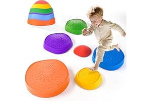 Oranmew Stepping Stones for Kids – Toddler Stepping Stones for Balance and Sensory Play, Non-Slip Indoor and Outdoor Balance Toys for Boys and Girls Age 3+, Stackable 6 Pcs Set