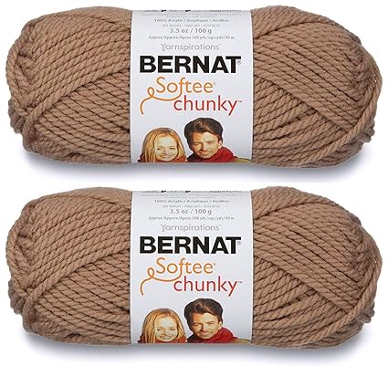 2 Pack Bernat Softee Chunky Yarn Soft Taupe Single Ball