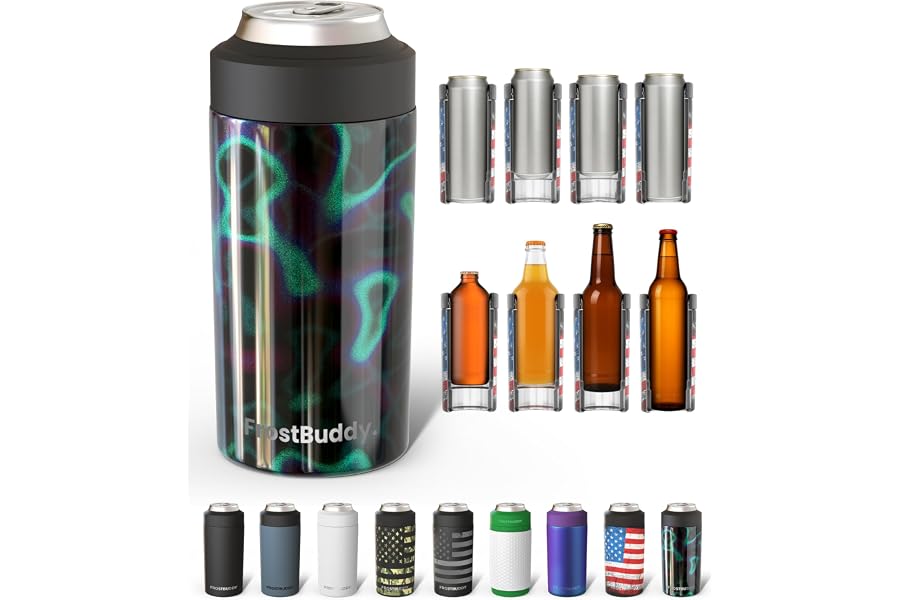 Frost Buddy Universal Can Cooler - Fits Slim Cans, 12 & 16oz (Lights) | 20x colder, cold up to 24 hrs | Sleek, lightweight design | Premium build quality