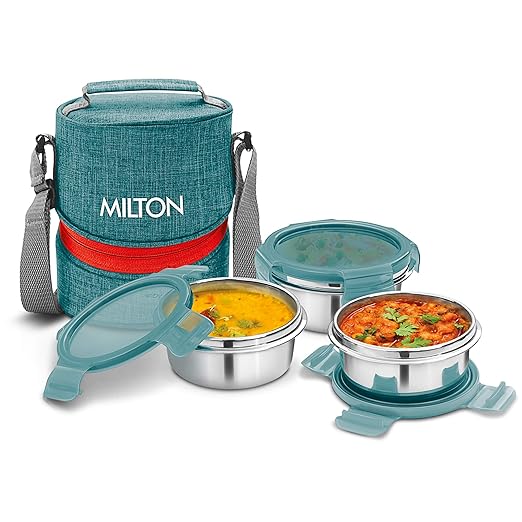 Buy Milton Chic 3 Stainless Steel Tiffin Box, Set of 3, Green Online at