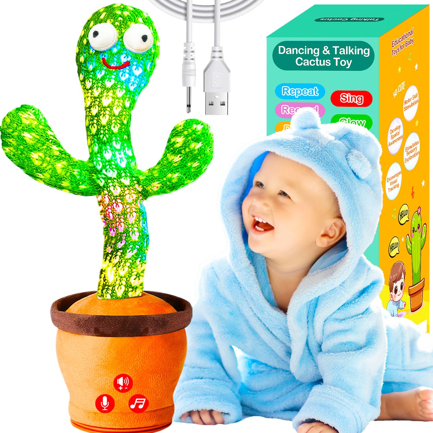 Photo 1 of Vitosup Rechargeable Dancing Talking Cactus Toy for Baby Toddler, Volume Adjustable, Singing, Mimicking, Repeating, Baby Toys for Girls Boys, Birthday Gifts