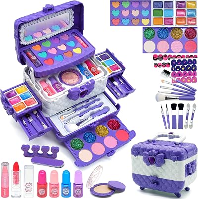 EVACOK Kids Makeup Set 57 PCS Unicorn Washable Pretend Play Girl Toy Gift