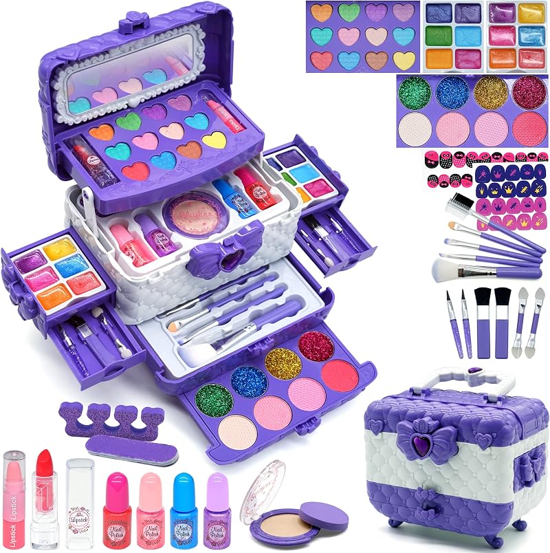 EVACOK Kids Makeup Set 57 PCS Unicorn Washable Pretend Play Girl Toy Gift