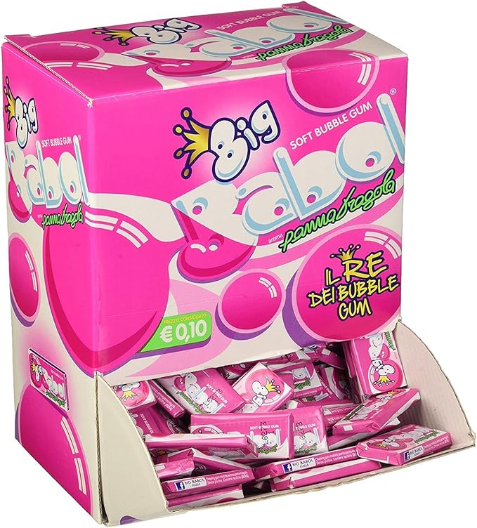 50 GOMME DA MASTICARE BIG BABOL PANNA FRAGOLA CHEWING GUM BUBBLE