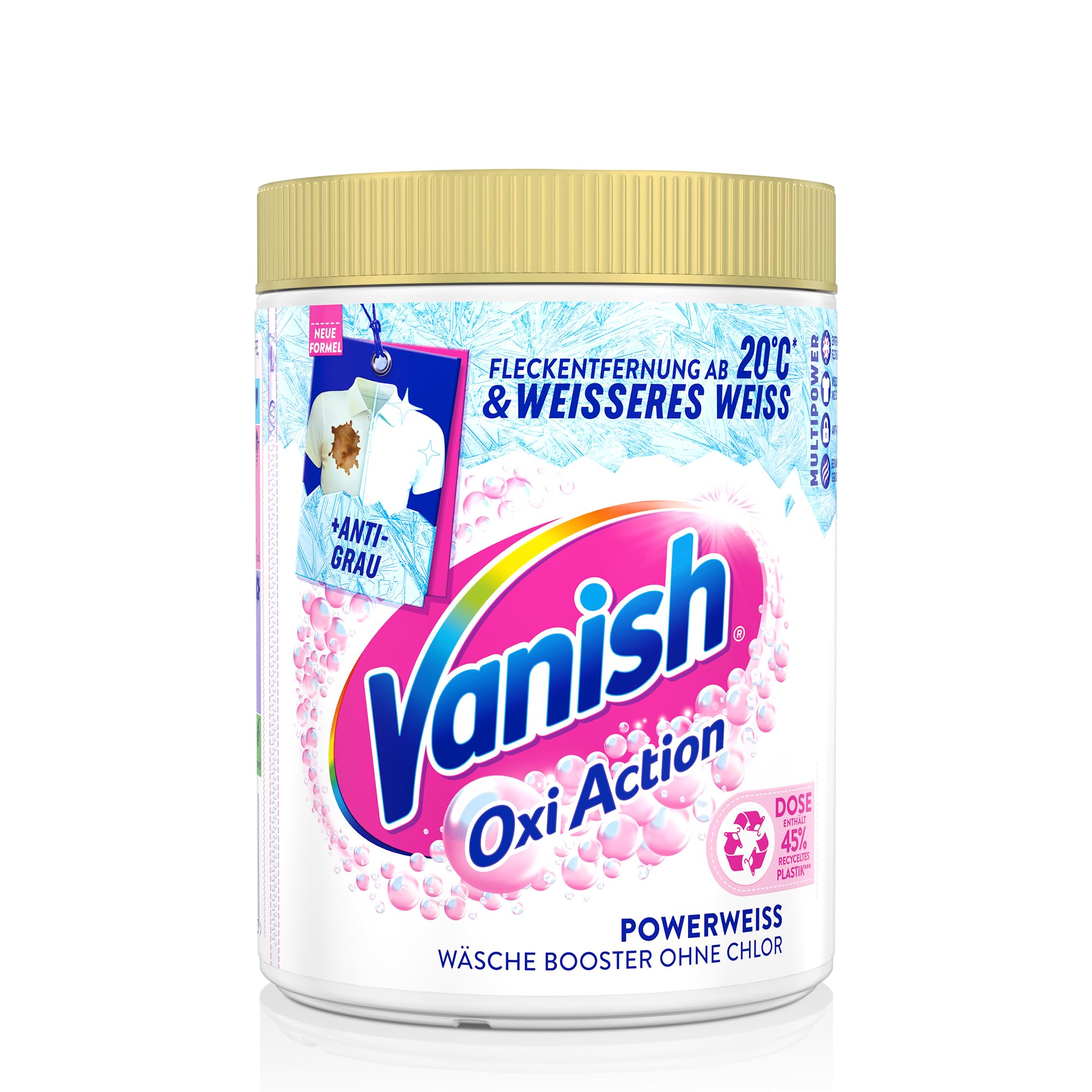 Vanish Oxi Action Powerweiss Pulver – 1 x 1,125 kg – Fleckenentferner und Wäsche-Booster Pulver ohne Chlor – Für weiße Wäsche 2