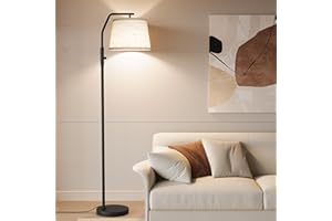SUNMORY Floor Lamps for Living Room, 9W Bulb Included, Tall Lamp for Bedroom with Adjustable Head, Modern Standing Lamp, 0-100% Dimmable Arc Floor Lamp for Dining Room Office Nursery, Black.