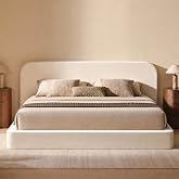 RECCI AirFrame King Upholstered Bed Frame with Rounded-Corner Headboard | Soft Rounded Corners, 360&deg; Foam-Cushioned Surround, Low Profile Cloud Bed Frame, No Box Spring Required, Easy Assembly