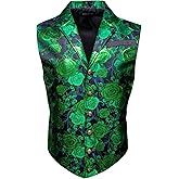 Barry.Wang Mens Victorian Vest Steampunk Gothic Paisley Tailored Collar Waistcoat Halloween Themed Party