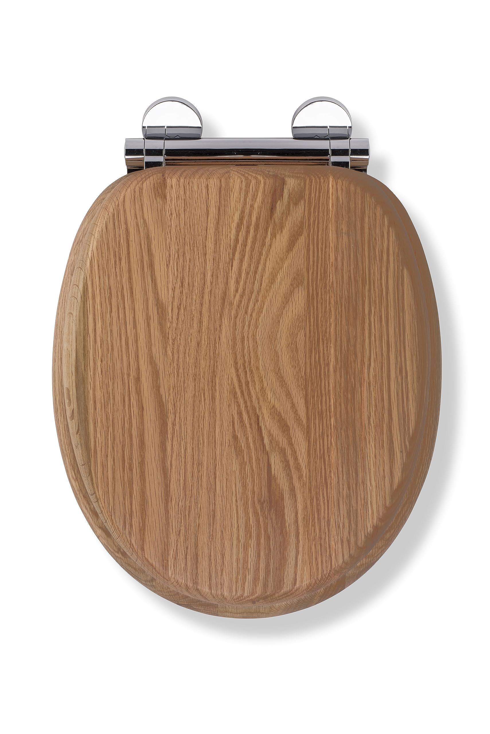 Croydex Rutland Flexi-Fix Soft Close Wooden Toilet Seat - Quick Release Button for Easy Cleaning, Adjustable Hinges with Top and Bottom Fixings, Anti-Bacterial and Heavy Duty Toilet Seat (Solid Oak)