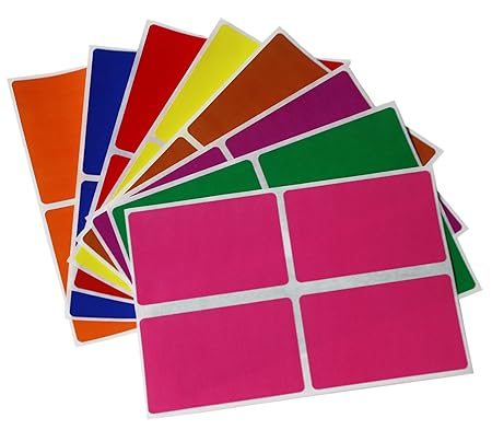 Aufkleber Bunt 75 mm x 50 mm rechteckige Sticker – in verschiedenen Farben Größe 7,5 cm x 5 cm viereckige Etiketten 64 Vortei