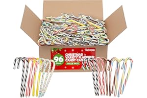 Taboom Bulk Assorted Candy Cane 96 Count - Christmas Candy Canes Variety Fruity Flavors Cherry, Lemon, & Hot Cocoa Holiday Colorful Candy Bulk