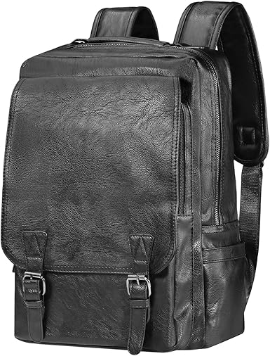 vegan leather laptop backpack