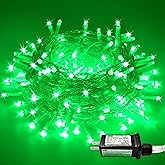 JMEXSUSS Green Christmas String Lights Indoor Outdoor Clear Wire, 200 LED Green Lights for St Patrick's Day Spring Tree Garden Christmas Decor