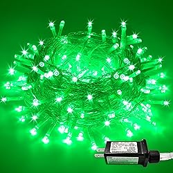 JMEXSUSS Green Christmas Lights Clear Wire, 66ft