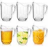 Tessco for you 6 Pcs Plastic Water Pitchers, 60 Ounce, Classic | Clear Restaurant Jug Large Water Pitcher, Serve Milk Tea Juice, Drink for Parties Container Dispenser Beer Jar