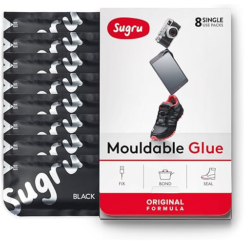 Sugru Moldable Glue - Original Formula - All-Purpose Adhesive, Advanced Silicone Technology - Holds up to 4.4 lb - Black 8-Pack
