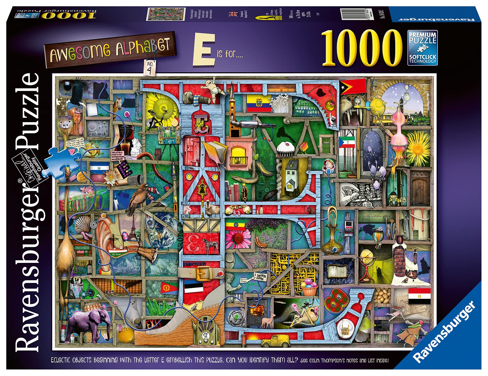 Ravensburger Colin Thompson Awesome Alphabet "E" 1000 Piece Jigsaw Puzzles for Adults & Kids Age 14 Years Up